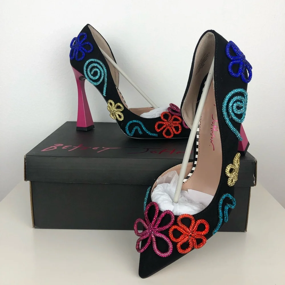Betsey Johnson Kimara Rhinestone Doodle Embellished Pump Artistic Heels - Picture 11 of 13